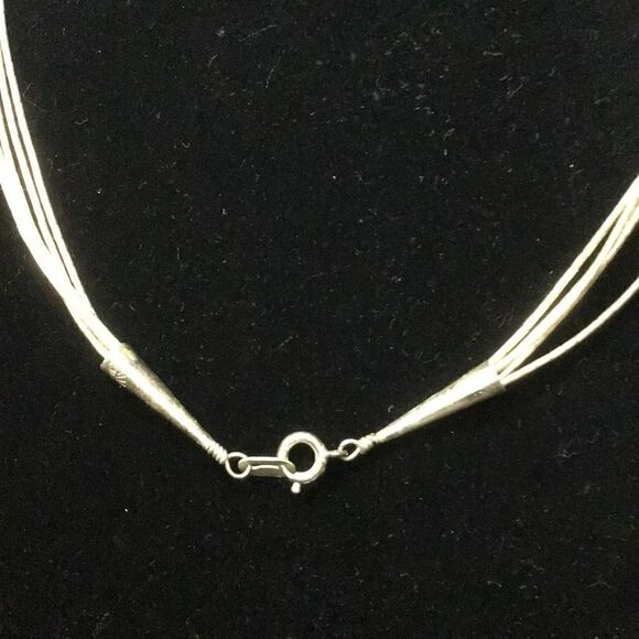 Necklace Vintage multistrand, Multicolor bead and heart sterling silver  - Picture 5 of 9